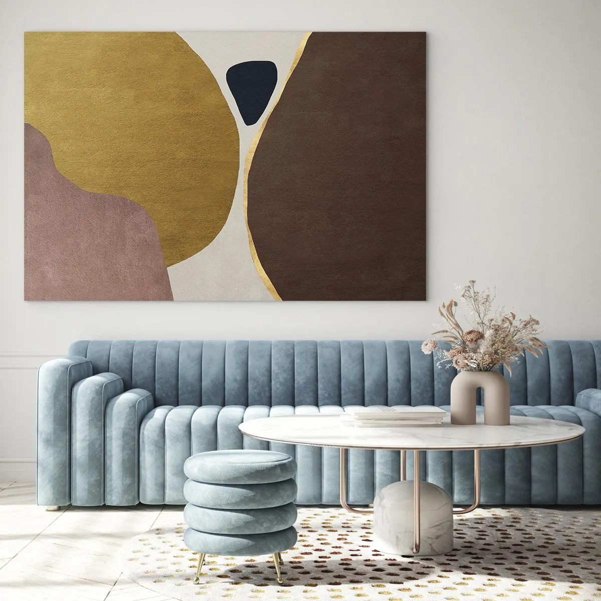 Glasbild - Bild auf glas - Eine minimalistische Komposition abstrakter Formen - 70x50cm - Abstraktion – ein Ort im Raum - Moderne Wanddekoration für Wohnzimmer und Schlafzimmer ARTTOR