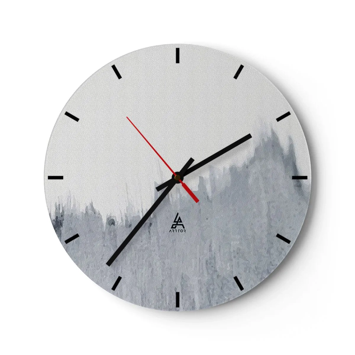 Wanduhr - Glasuhr - Graue Abstraktion mit vertikalen Pinselstrichen - 30x30cm - Mysteriöse Aufzeichnung - Moderne Wanddekoration für Wohnzimmer, Küche und Schlafzimmer ARTTOR