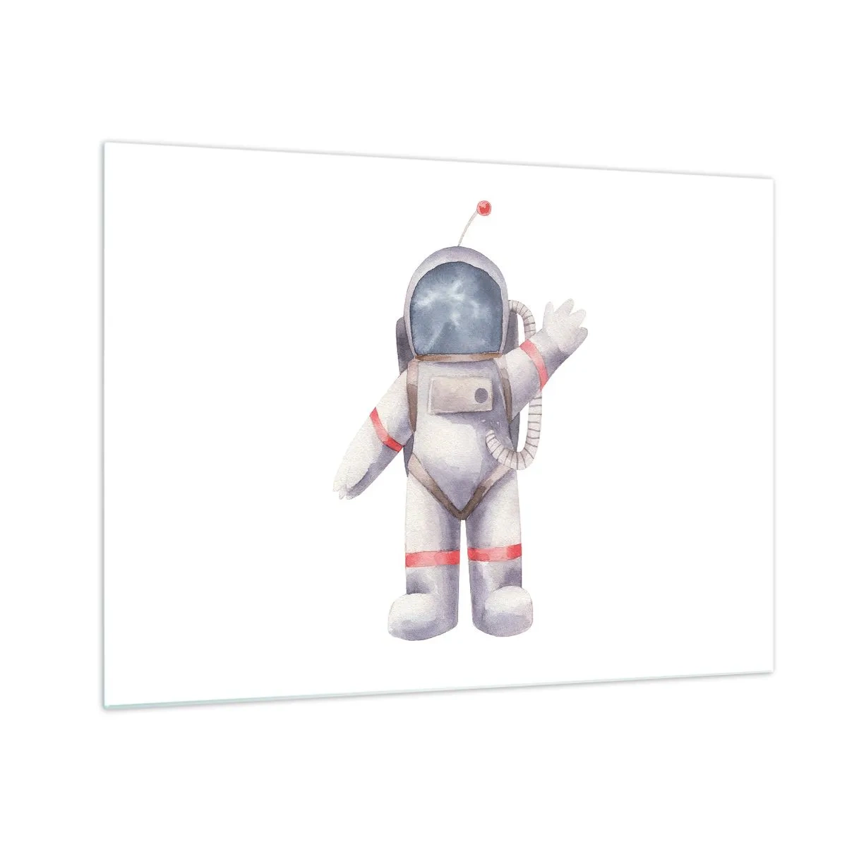Glasbild - Bild auf glas - Astronaut winkt im Weltraum - 70x50cm - Bis dann! - Moderne Wanddekoration für Wohnzimmer und Schlafzimmer ARTTOR