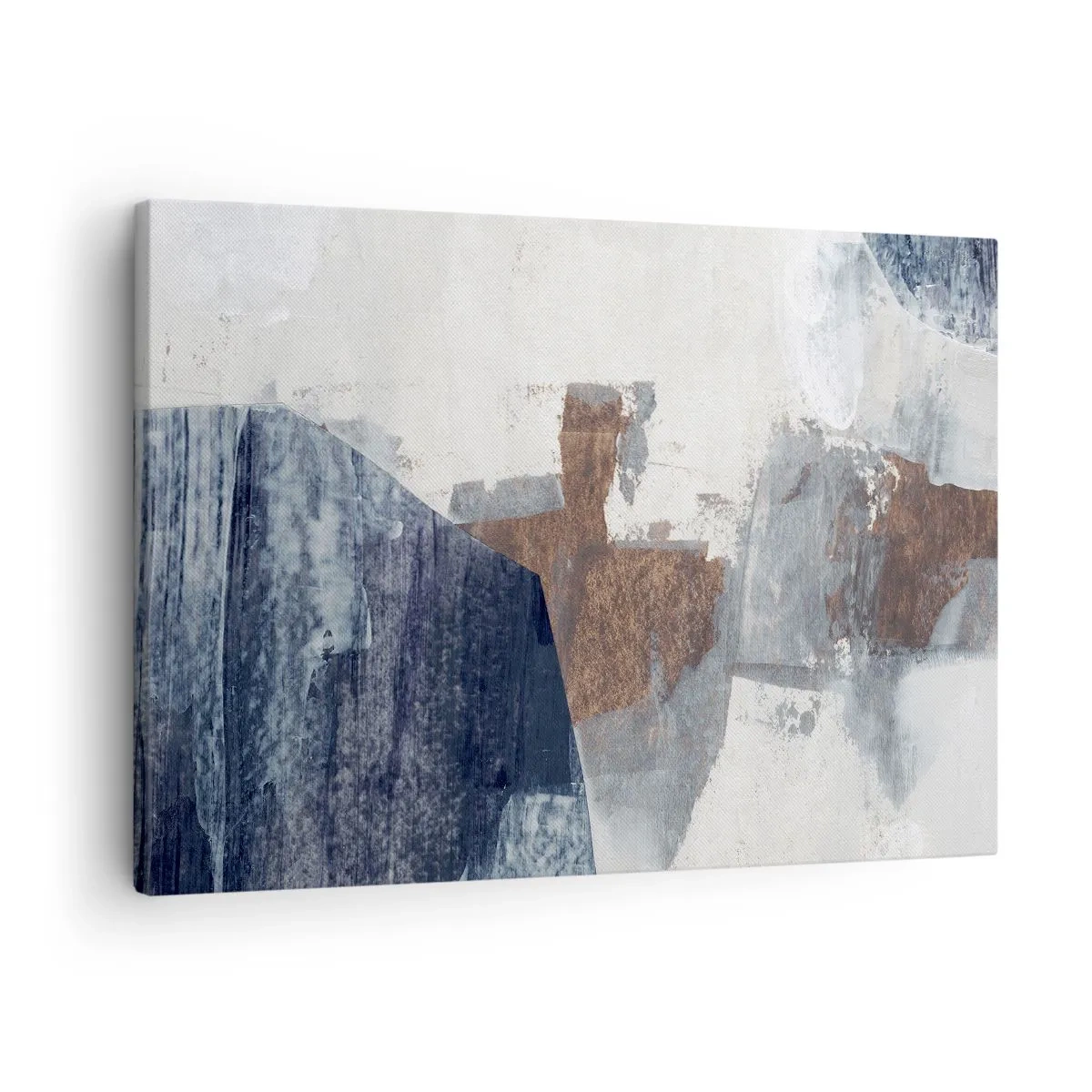 Bild auf Leinwand - Leinwandbild - Abstrakte Formen in Blau- und Brauntönen - 70x50cm - Blaue und braune Formen - Moderne Wanddekoration für Wohnzimmer und Schlafzimmer ARTTOR