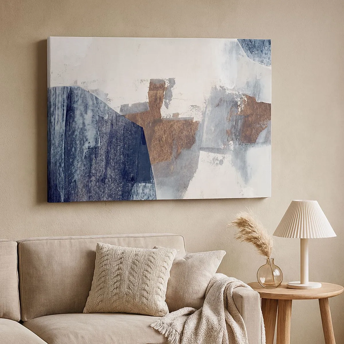 Bild auf Leinwand - Leinwandbild - Abstrakte Formen in Blau- und Brauntönen - 70x50cm - Blaue und braune Formen - Moderne Wanddekoration für Wohnzimmer und Schlafzimmer ARTTOR