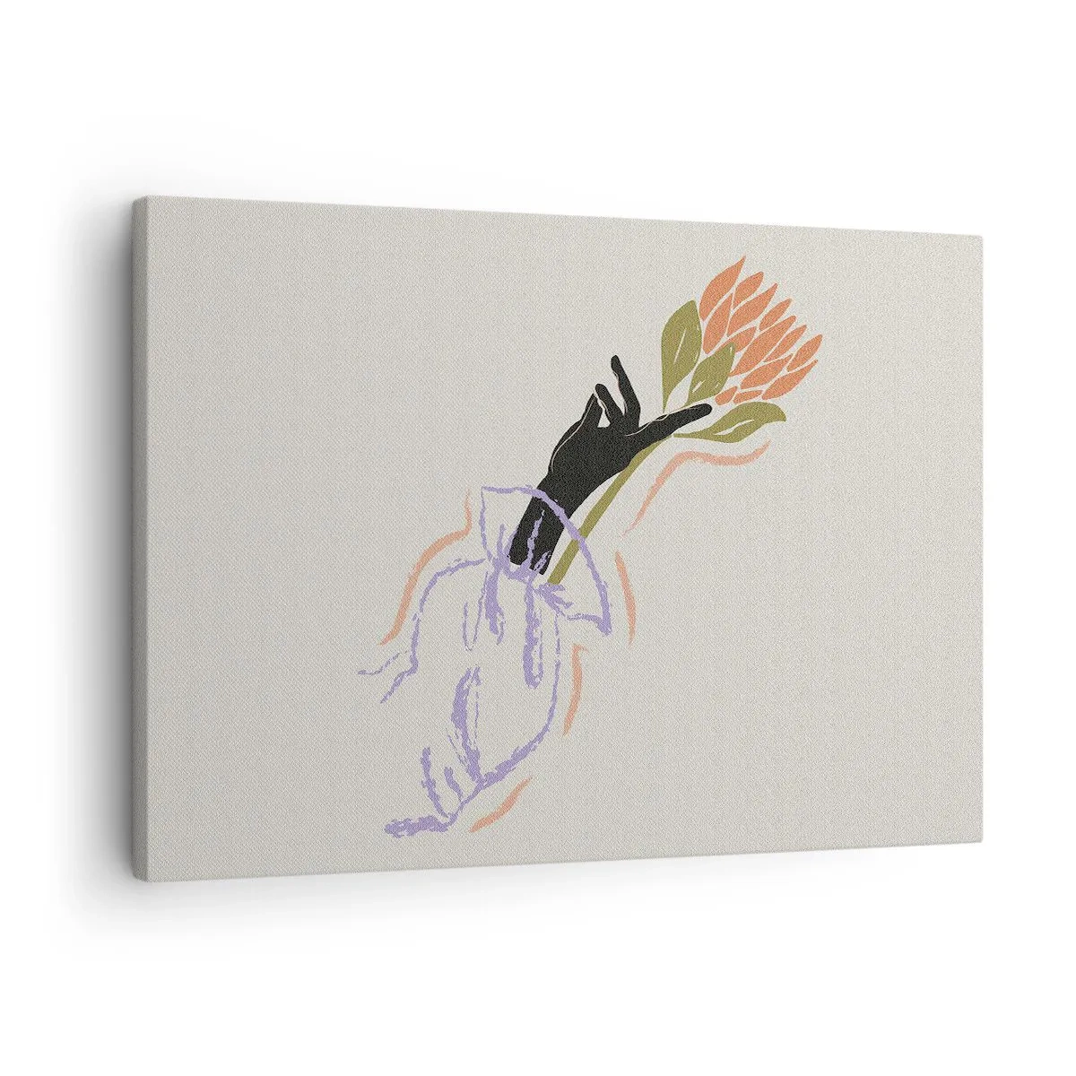 Bild auf Leinwand - Leinwandbild - Ein minimalistischer Blumenstrauß im zarten Stil - 70x50cm - Schwesterliche Berührung - Moderne Wanddekoration für Wohnzimmer und Schlafzimmer ARTTOR