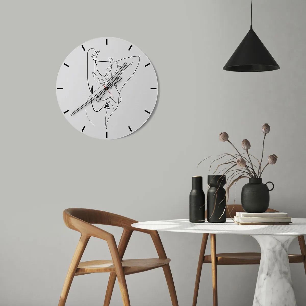 Wanduhr - Glasuhr - Abstrakte weibliche Silhouette in einer minimalistischen Linie - 30x30cm - So, wie du wirklich bist ... - Moderne Wanddekoration für Wohnzimmer, Küche und Schlafzimmer ARTTOR