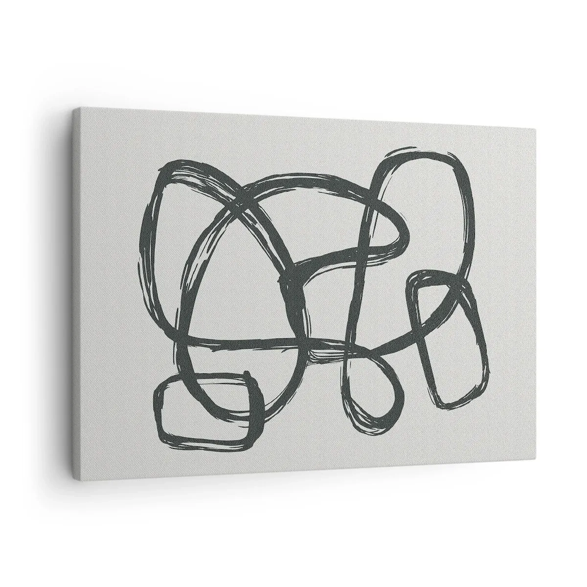 Bild auf Leinwand - Leinwandbild - Abstrakte Linien erzeugen Freiformformen auf hellem Hintergrund - 70x50cm - Schleifenabstraktion - Moderne Wanddekoration für Wohnzimmer und Schlafzimmer ARTTOR