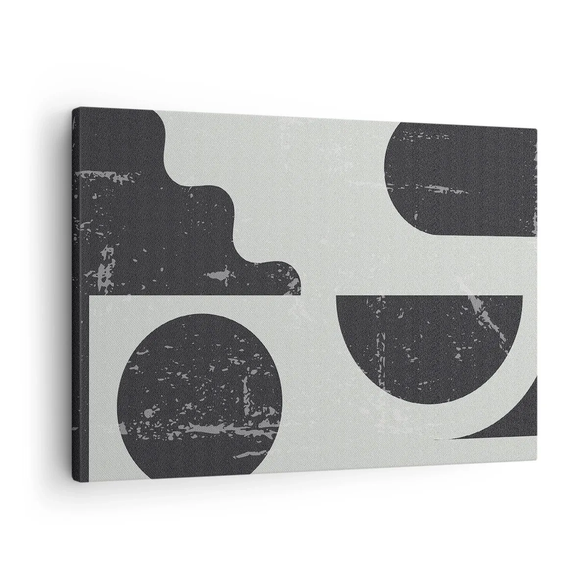 Bild auf Leinwand - Leinwandbild - Geometrische Muster in Schwarz- und Grautönen - 70x50cm - Komposition oben und unten - Moderne Wanddekoration für Wohnzimmer und Schlafzimmer ARTTOR