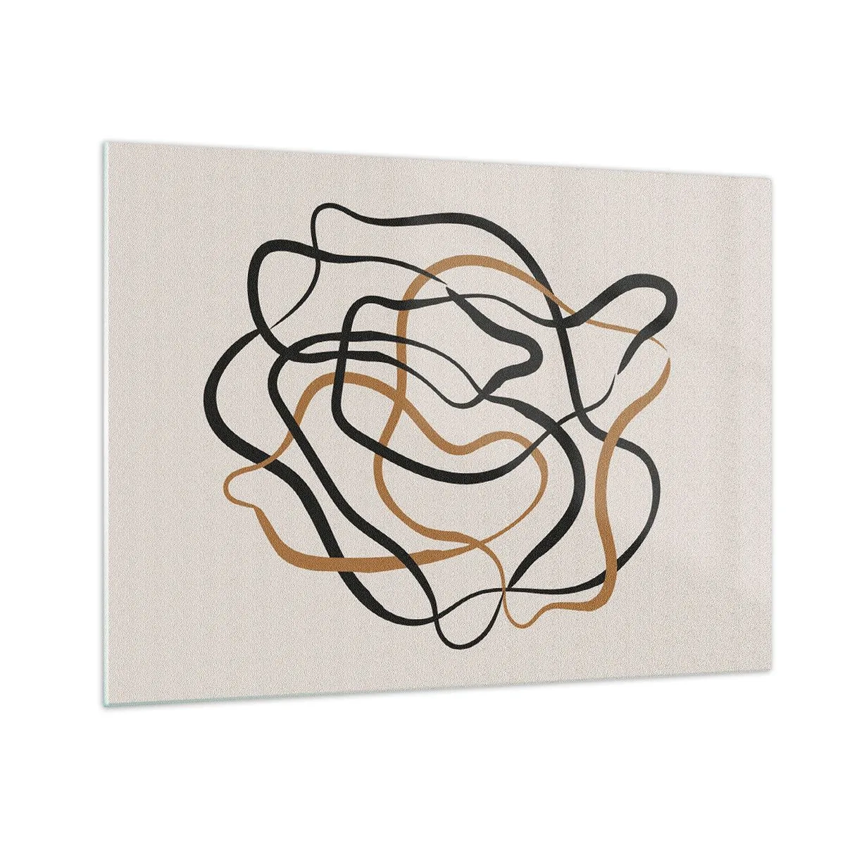 Glasbild - Bild auf glas - Ein abstraktes Liniengewirr in Schwarz und Braun. - 70x50cm - Alles ging schief - Moderne Wanddekoration für Wohnzimmer und Schlafzimmer ARTTOR