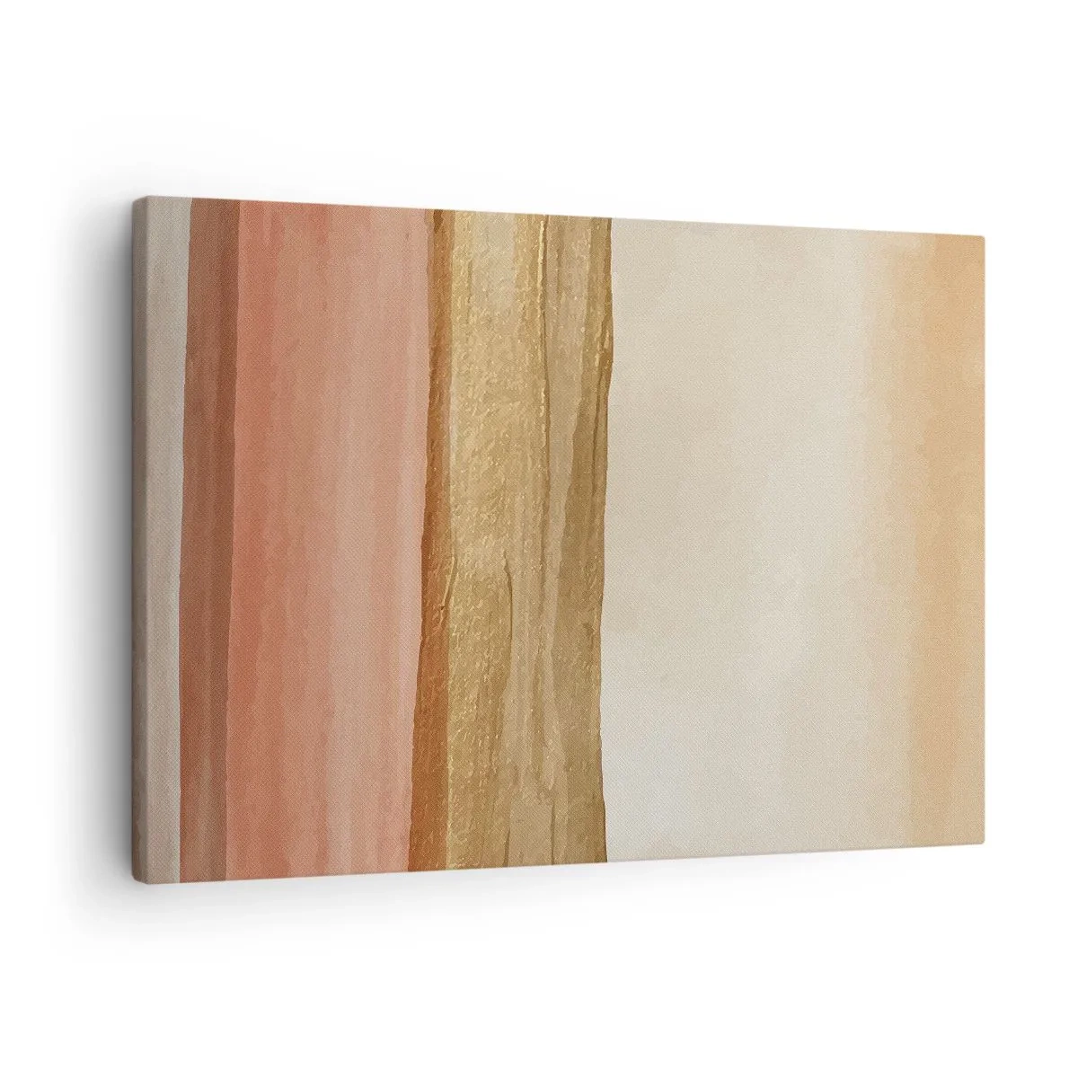Bild auf Leinwand - Leinwandbild - Abstrakte Streifen in Beige-, Gold- und Rosatönen auf Leinwand - 70x50cm - Vertikale Komposition - Moderne Wanddekoration für Wohnzimmer und Schlafzimmer ARTTOR