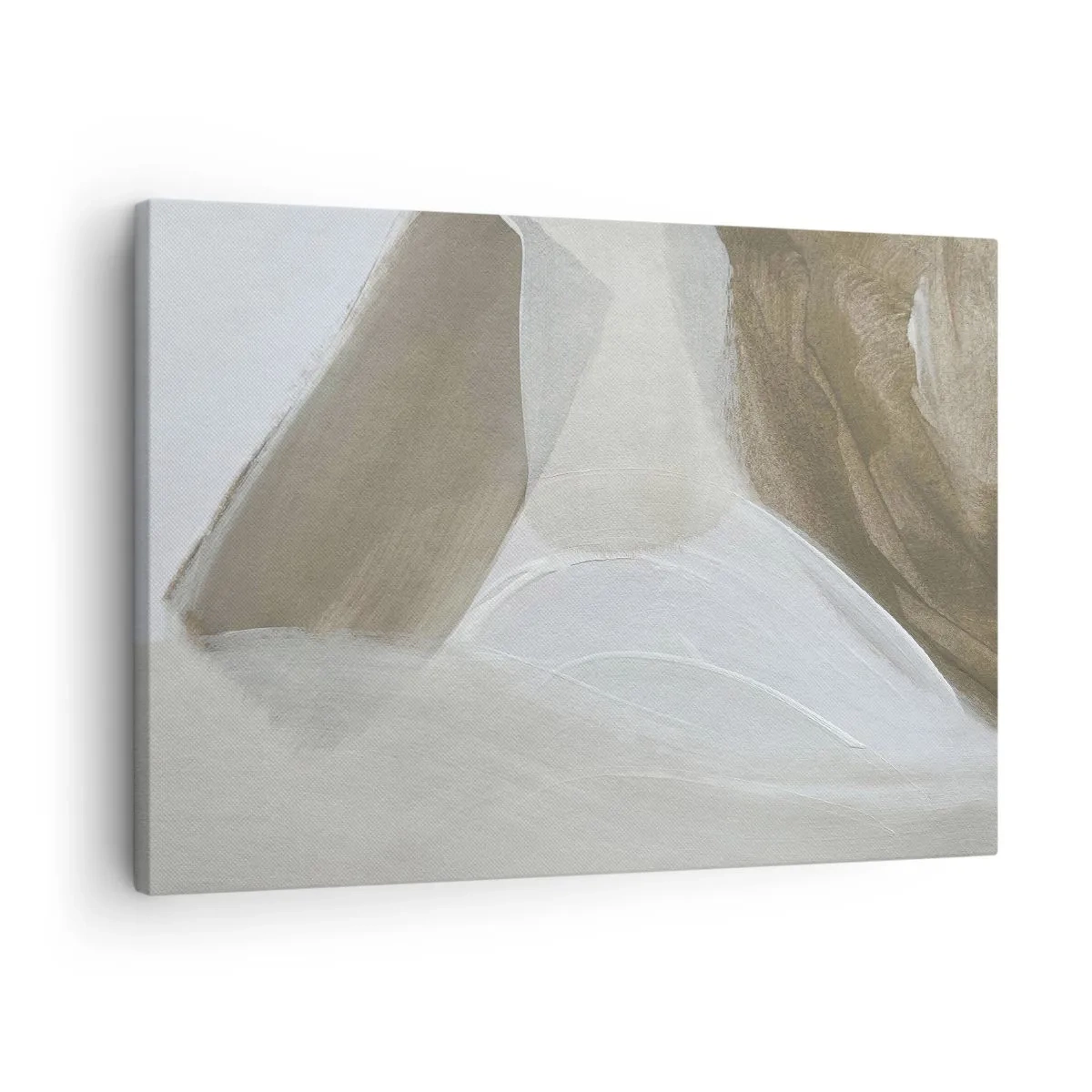 Bild auf Leinwand - Leinwandbild - Zarte Abstraktion in Beige- und Weißtönen - 70x50cm - Welle aus Weiß - Moderne Wanddekoration für Wohnzimmer und Schlafzimmer ARTTOR
